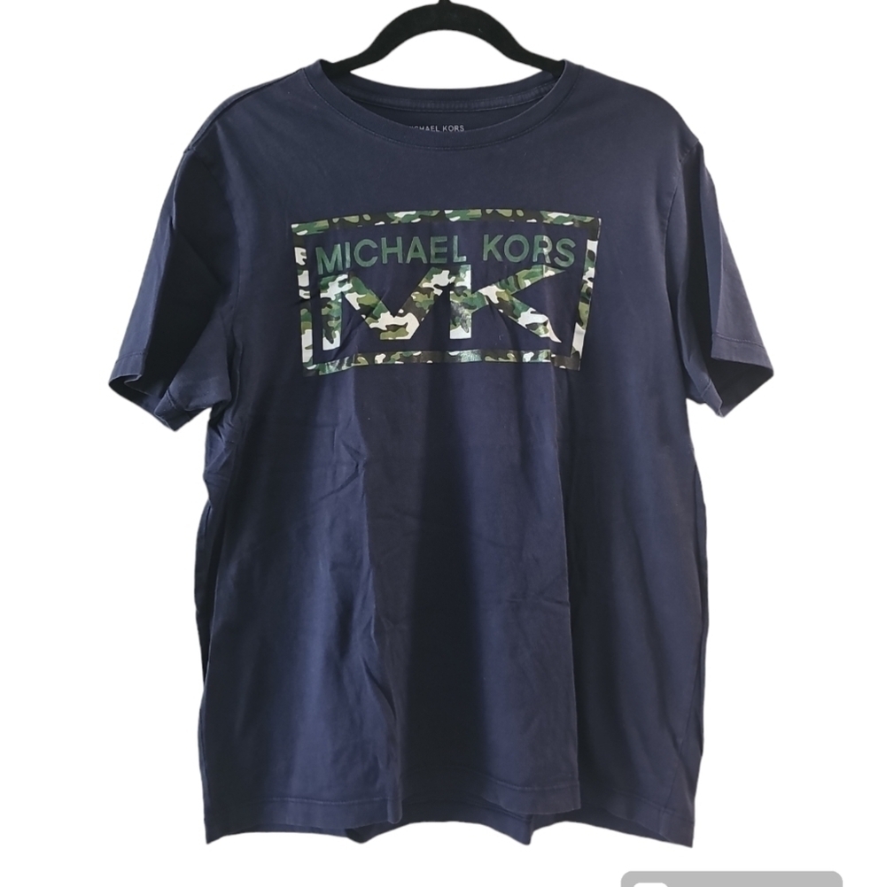 MICHAEL KORS blue/green t-shirt unisex camo logo